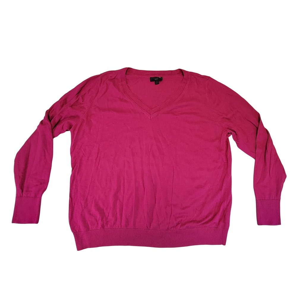Worthington Woman V-Neck Long Sleeve Sweater Pink Plus Size 2XL